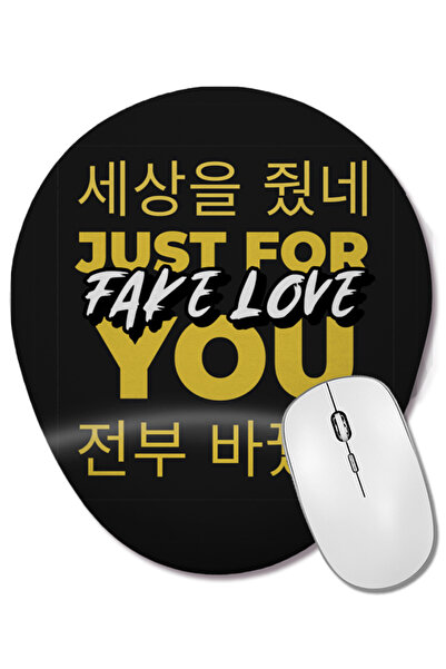 BASKI DÜNYASI Mouse Pad oval cu suport pentru încheietura mâinii Bts Fake Lov...