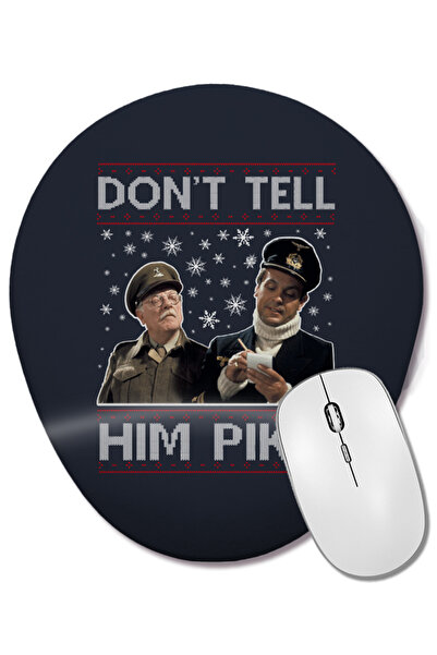 BASKI DÜNYASI Dads Army Don't Tell Him Pike Christmas Knit Pattern Mouse Pad oval cu suport pentru încheietura mâinii