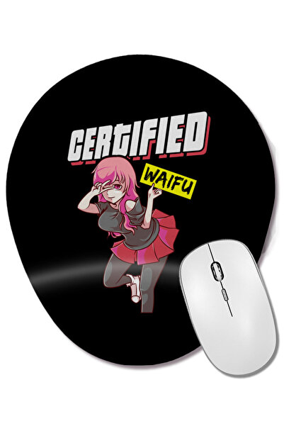 BASKI DÜNYASI Mouse Pad oval certificat Waifu Anime Girl, manga japoneză Senp...