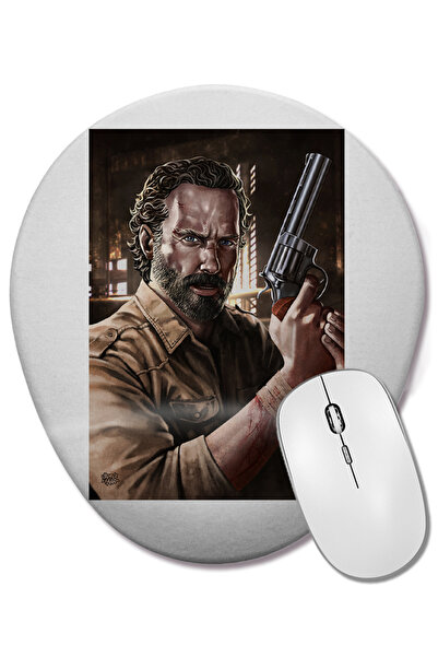 BASKI DÜNYASI Mouse Pad oval The Walking Dead Rick cu suport pentru încheietu...
