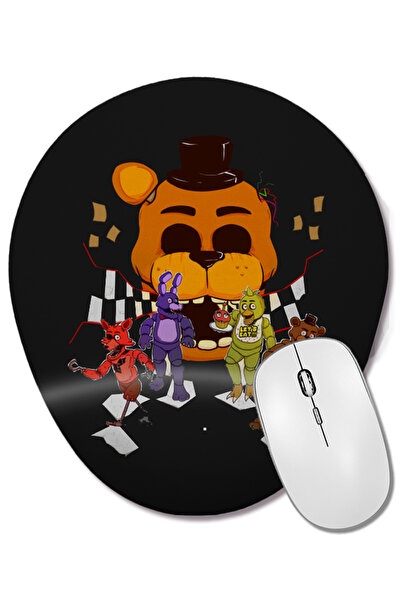 BASKI DÜNYASI First Night Neon Fnaf Mouse Pad oval cu suport pentru încheietura mâinii