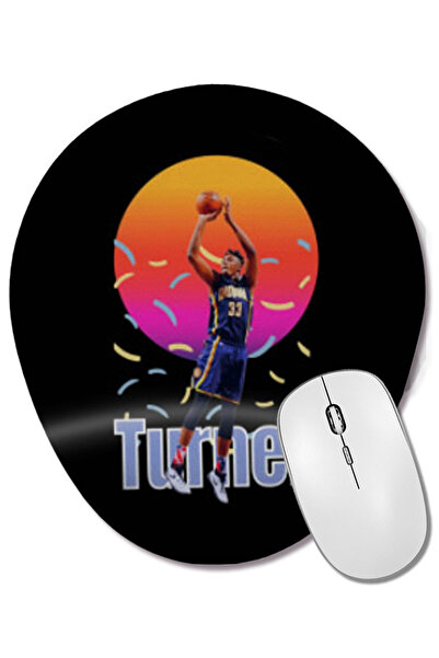 BASKI DÜNYASI Myles Turner Vintage Art - Legend Basketball Gift Mouse Pad ova...