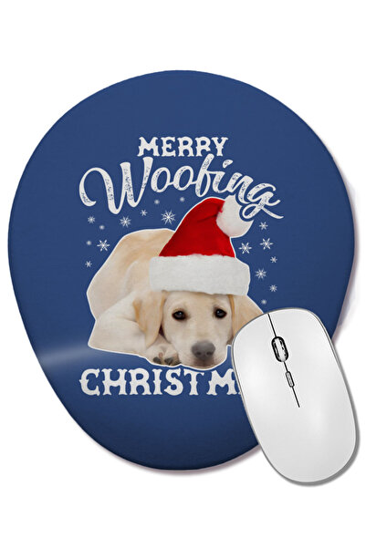 BASKI DÜNYASI Merry Woofing Christmas Mouse Pad oval cu suport pentru încheie...