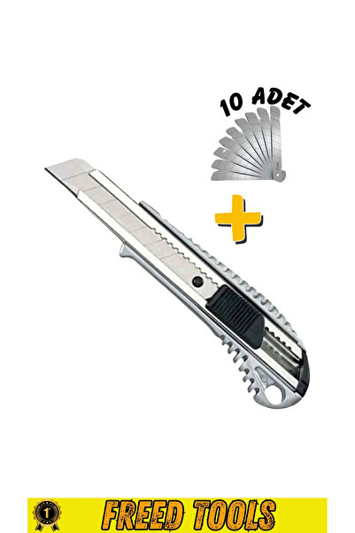 FREED TOOLS Metal Maket Bıçağı Falçata + 10 Adet Yedek Bıçak Büyük Boy