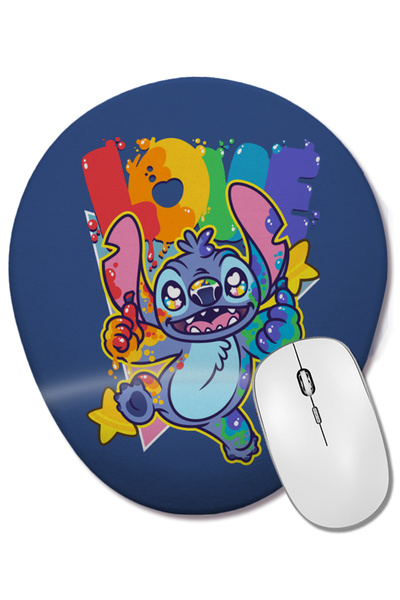 BASKI DÜNYASI Alien Says Love Stitch Mouse Pad oval cu suport pentru încheiet...