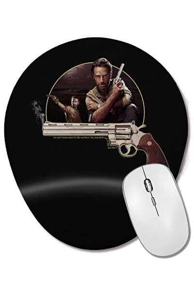 BASKI DÜNYASI Mouse Pad oval The Walking Dead Rick Fundal Negru cu Suport pentru Încheietura Mâinii 2