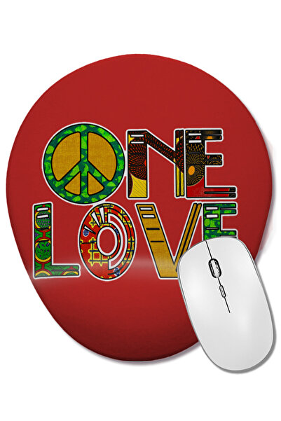 BASKI DÜNYASI Peace Barış Simge One Love Rasta Mouse Pad oval cu suport pentr...
