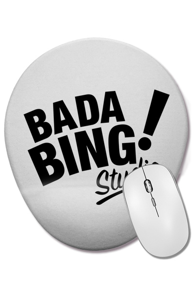 BASKI DÜNYASI Mouse Pad oval Bada Bing negru cu suport pentru încheietura mâinii