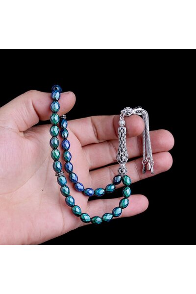 TAKI925 حجر الزركون، شرابة فضية، متغيرة اللون، قطع الشعير، حبة الصلاة الحجرية