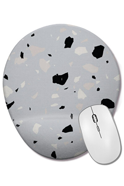 BASKI DÜNYASI Mouse Pad oval Terrazzo Tasse cu suport pentru încheietura mâinii