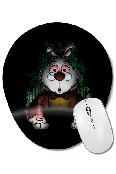 BASKI DÜNYASI Mouse Pad oval cu suport pentru încheietura mâinii White Rabbit
