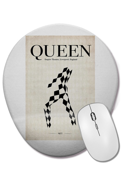 BASKI DÜNYASI Queen Freddie Mercury 02 Mouse Pad oval cu suport pentru închei...