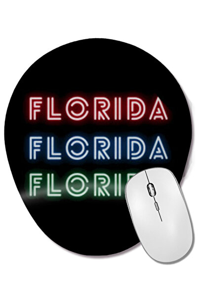 BASKI DÜNYASI Florida Love- Mouse Pad oval cu suport pentru încheietura mâinii, în stil retro, cu curcubeu