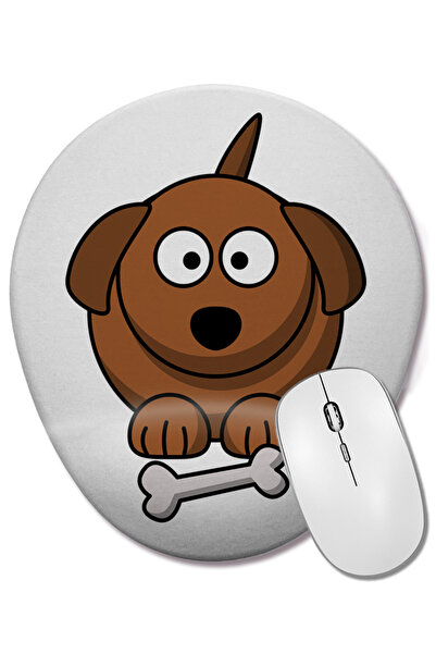 BASKI DÜNYASI Dog Baby Forest Pug Mouse Pad oval cu suport pentru încheietura...