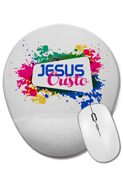 BASKI DÜNYASI Mouse Pad oval cu suport pentru încheietura mâinii Jesus Cristo