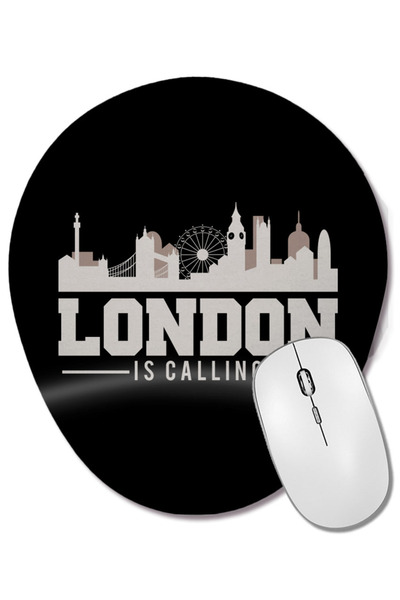 BASKI DÜNYASI Vintage London Is Calling Skyline UK Vacation Mouse Pad oval cu...
