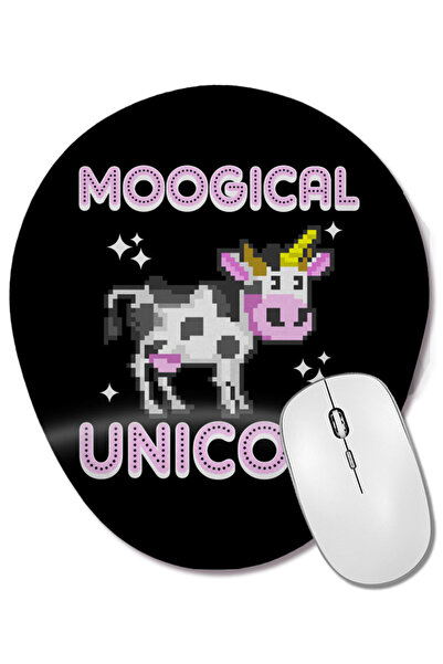 BASKI DÜNYASI 8 Bit Moogical Unicow Cute Magical Unicorn Cow Οβάλ ποντίκι με ...
