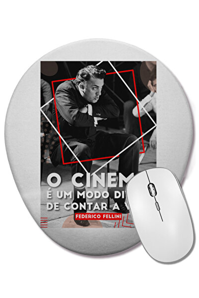 BASKI DÜNYASI Mouse Pad oval Federico Fellini cu suport pentru încheietura mâ...