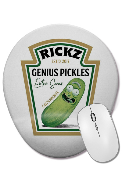 Rickz Genius Pickles Heinz Rick And Morty Wrist Support Oval Mouse Pad