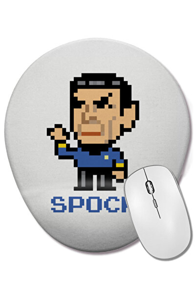 BASKI DÜNYASI Star Trek Spock Pixel Character Mouse Pad oval cu suport pentru încheietura mâinii