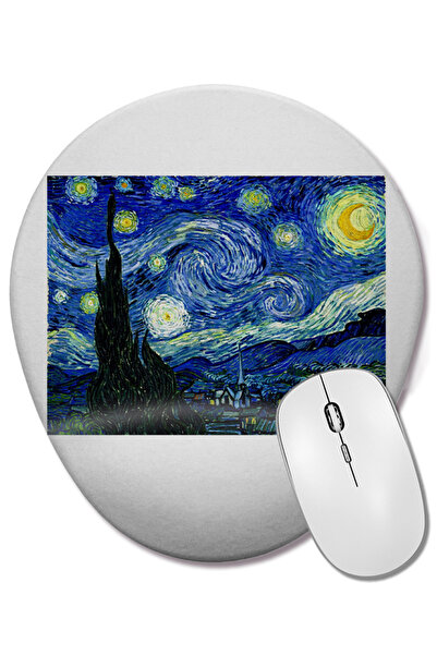 BASKI DÜNYASI Mouse Pad oval cu noapte înstelată Van Gogh cu suport pentru în...