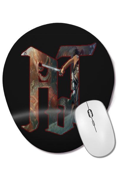 BASKI DÜNYASI Attack On Titan Logo Mouse Pad oval cu suport pentru încheietur...