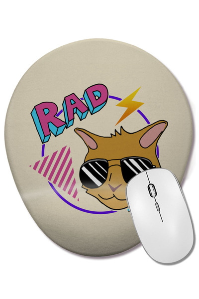 BASKI DÜNYASI Mouse Pad oval Rad Cat din anii 80 cu suport pentru încheietura...