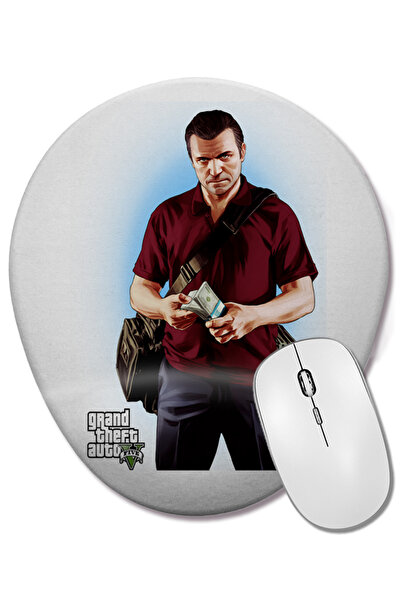 BASKI DÜNYASI Gta V Michael De Santa Mouse Pad oval cu suport pentru încheietura mâinii