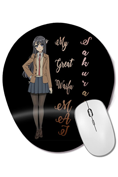 BASKI DÜNYASI Sakurajima Mai My Great Waifu Mouse Pad oval cu suport pentru î...