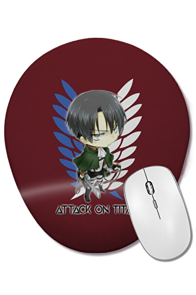 BASKI DÜNYASI Attack on Titan Manga Art Levi Ackerman Chibi Mouse Pad oval cu...