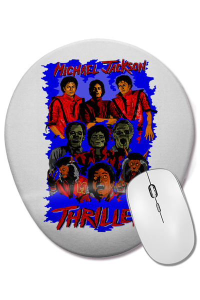 BASKI DÜNYASI Mouse Pad oval cu suport pentru încheietura mâinii Michael Jackson Thriller