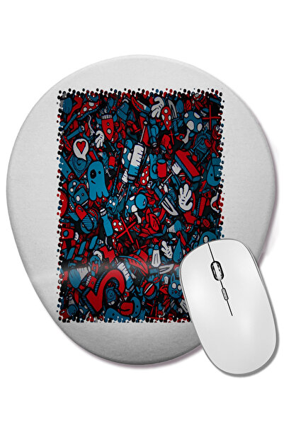 BASKI DÜNYASI Mix Desenhos Mouse Pad oval cu suport pentru încheietura mâinii
