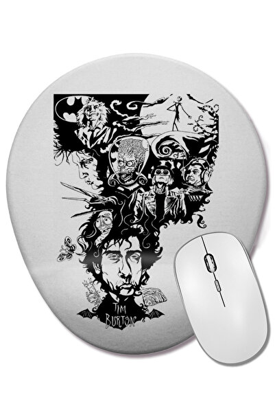 BASKI DÜNYASI Mouse Pad oval cu suport pentru încheietura mâinii Tim Burton
