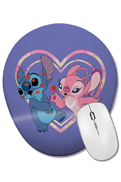 BASKI DÜNYASI Lilo And Stitch Stitch and Angel Kiss Bilek Destekli Oval Mouse...