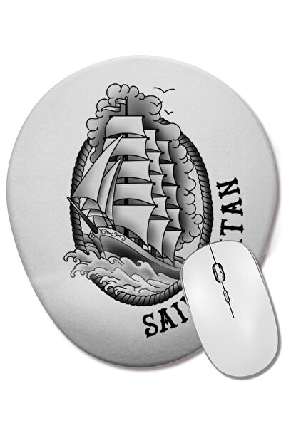 BASKI DÜNYASI Mouse Pad oval cu suport pentru încheietura mâinii Satan Sail H...