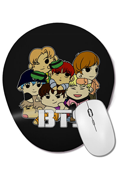 BASKI DÜNYASI Mouse Pad oval Bts Chibi Dogpile cu suport pentru încheietura m...