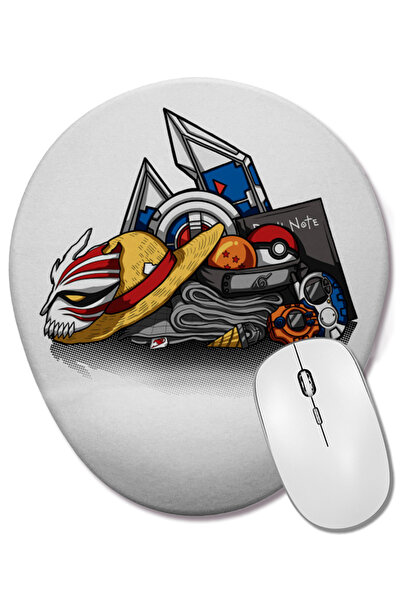 BASKI DÜNYASI Mouse Pad oval cu suport pentru încheietura mâinii Anime Stuff