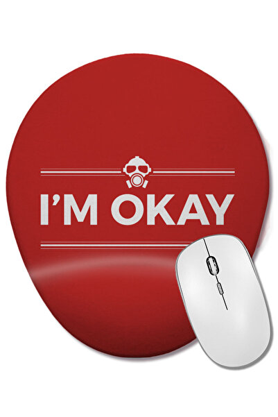 BASKI DÜNYASI Mouse Pad oval Virus I'm Okay cu suport pentru încheietura mâinii