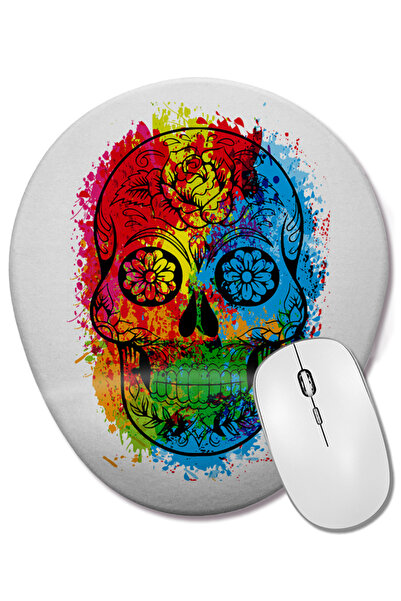 BASKI DÜNYASI Mouse Pad oval Caveira Fun Skull cu suport pentru încheietura mâinii
