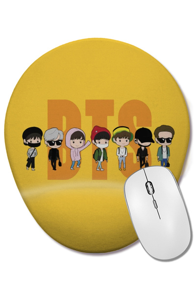 BASKI DÜNYASI Mouse Pad oval cu suport pentru încheietura mâinii Bts Chibi Me...