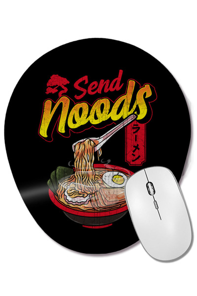 BASKI DÜNYASI Funny Send Noods Anime Gamer Pho Ramen Noodle Pun Mouse Pad ova...