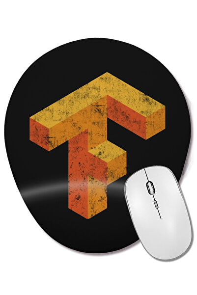BASKI DÜNYASI Vintage TensorFlow Logo Οβάλ ποντίκι με υποστήριξη καρπού