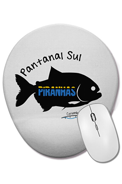 BASKI DÜNYASI Mouse Pad oval cu suport pentru încheietura mâinii Piranha Fish