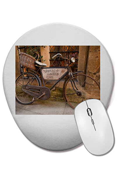 BASKI DÜNYASI Mouse Pad oval Bicycle Garden Cafe cu suport pentru încheietura...