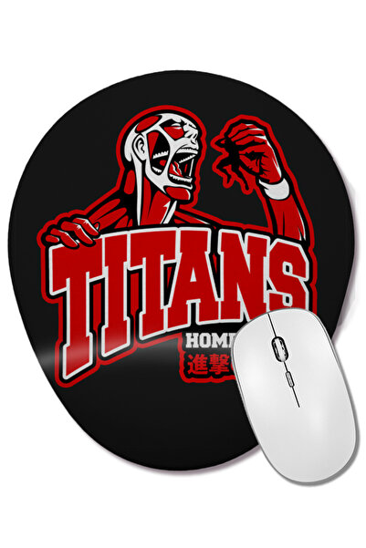 BASKI DÜNYASI Attack On Titan Go Titans 001 Mouse Pad oval cu suport pentru încheietura mâinii