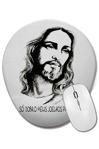 BASKI DÜNYASI Mouse Pad oval cu suport pentru încheietura mâinii Jesus Cristo