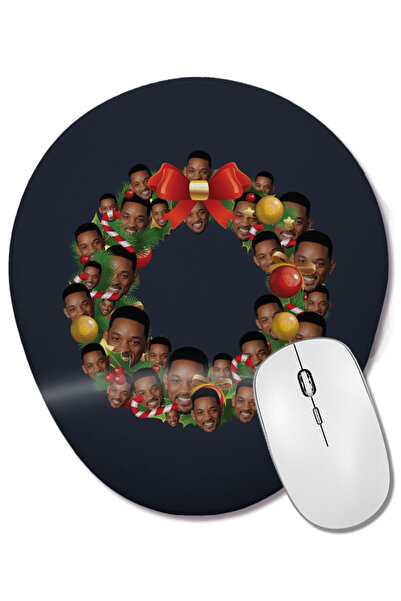 BASKI DÜNYASI Will Smith Fresh Prince Multiface Christmas Wreath Mouse Pad ov...