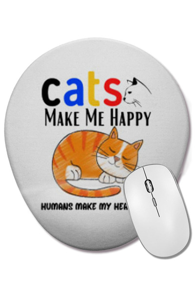 BASKI DÜNYASI Cadouri pentru iubitorii de pisici pentru femei Cadouri amuzante pentru iubitorii de pisici pentru femei, bărbați, copii Mouse pad oval cu suport pentru încheietura mâinii