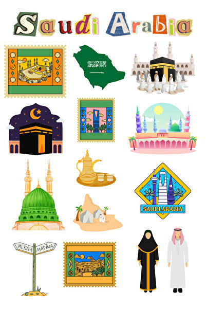 ANSHA CRAFTS Suudi Arabistan Sticker Seti Bullet Journal - Ajanda - Planner -...
