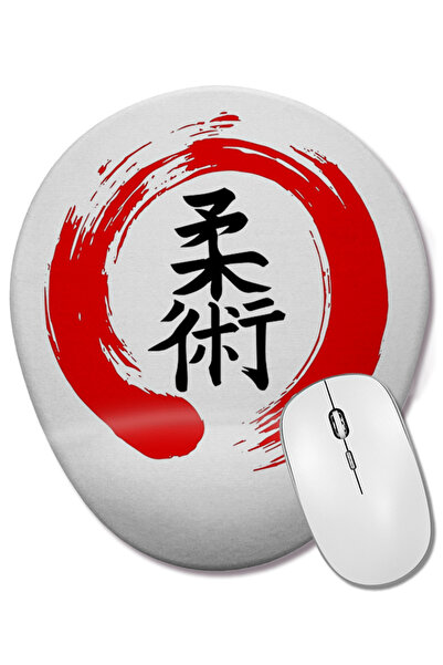 BASKI DÜNYASI Mouse Pad oval cu suport pentru încheietura mâinii Kanji Jiu jitsu